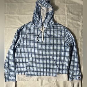 Champion Blue and White Plaid sweatshirt Hoodie womens Size XL